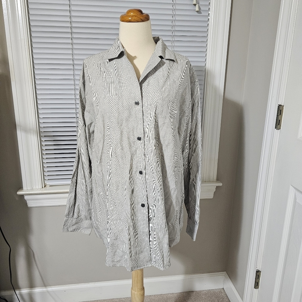 Calvin Klein Sport Stripe Cotton Rayon Button Down M